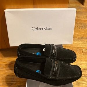 Black Calvin Klein loafers in box Swaude, I wore them once. Like new 10.5